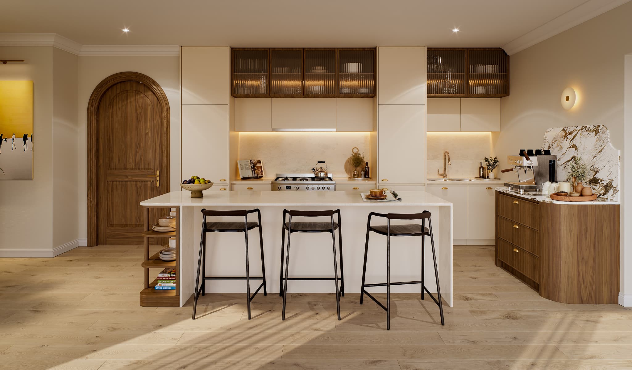 Architectural brick facade with arched openings